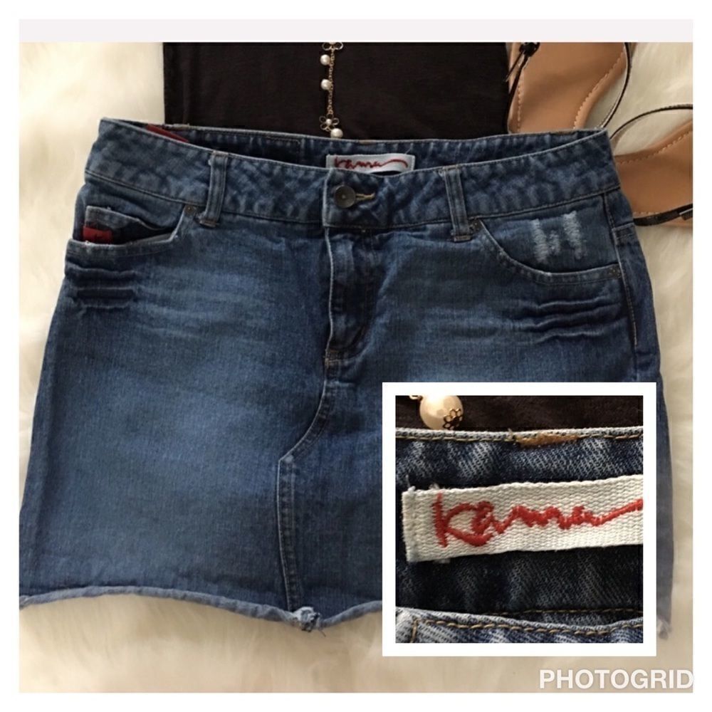 Kama Jean mini skirt size 5 zip and button